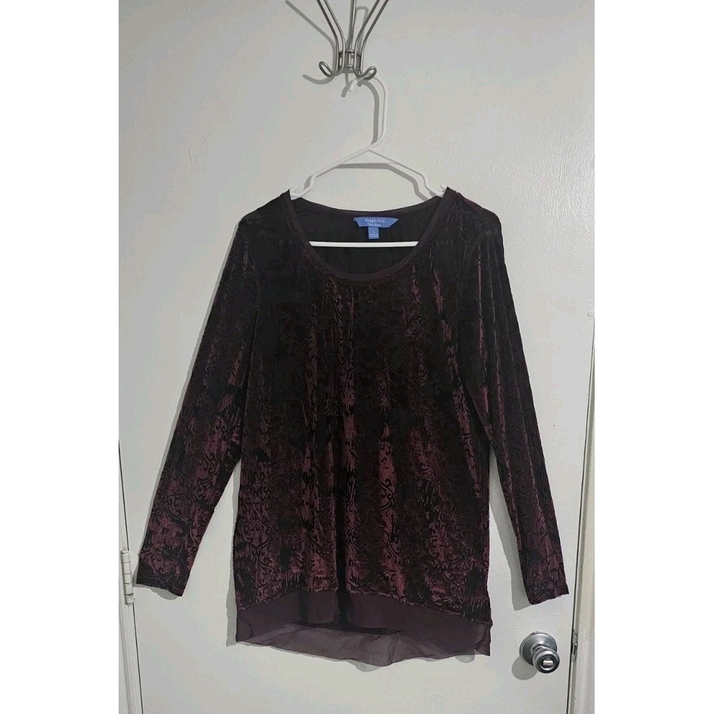 Simply Vera Wang Womens Whimsigoth Velvet Burnout Top Size‎ L Sheer Fairy Grunge